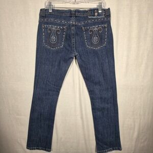 Vintage Y2K B.B. Jeans Womens 9 Contrast Stitch Cross Motif Whimsygoth